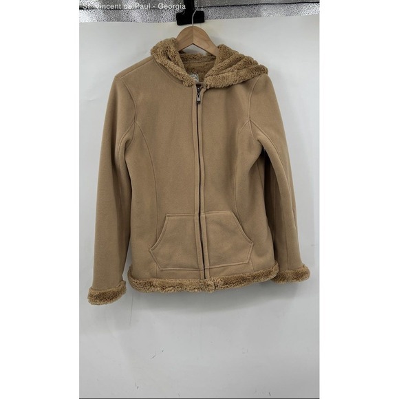 Green Tea Beige Vegan Leather & Shearling Coat Women's S Full Zip - Picture 1 of 9